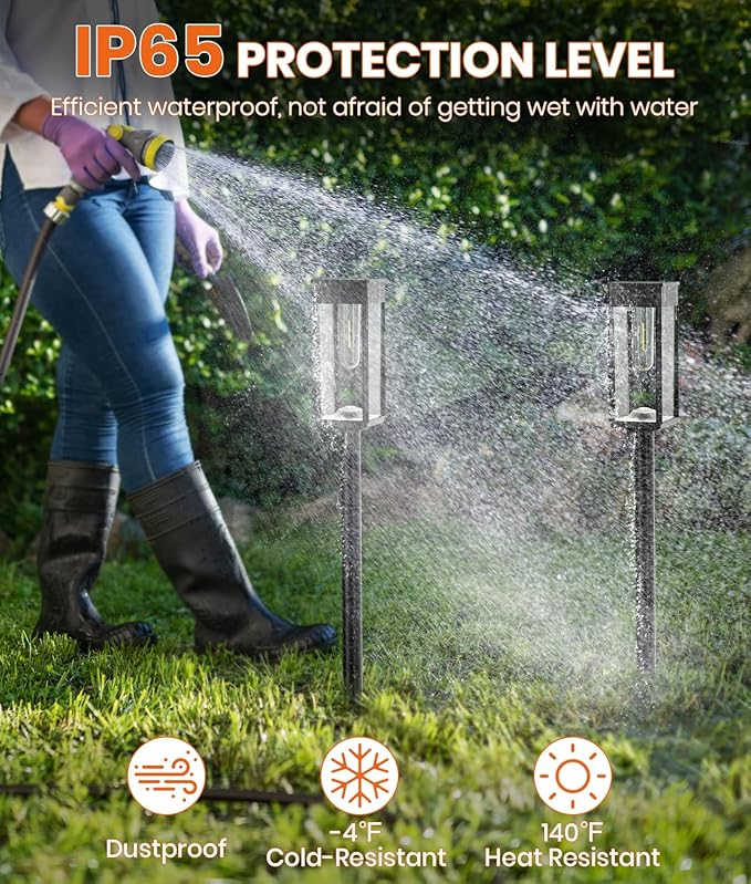 6 Pack Super Bright Solar Lights Outdoor,Solar Pathway Lights Outdoor,IP65 Waterproof Solar Garden Lights Solar Powered Landscape Lighting for Yard Patio Walkway Driveway Pathway (Warm White)