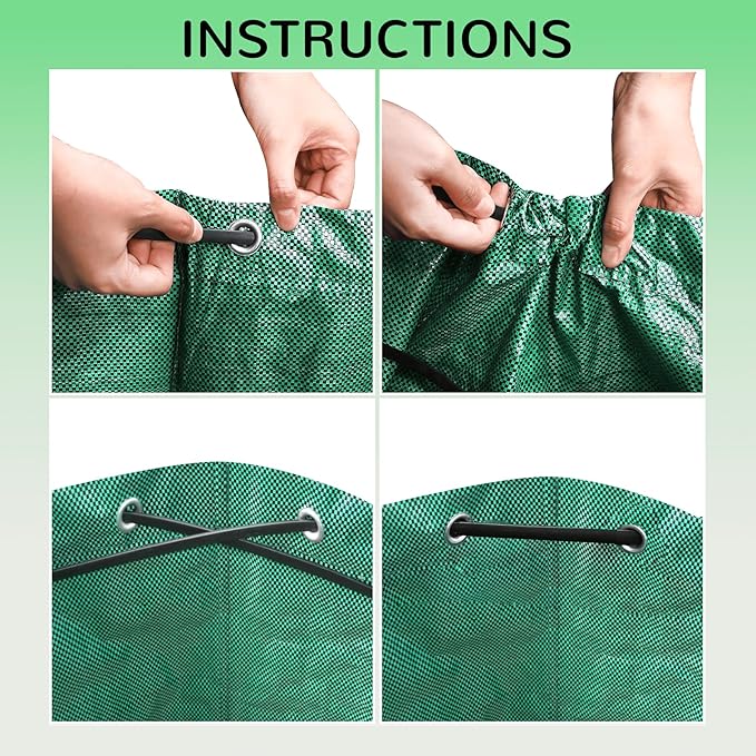 Leaf Collector Bag with Lid, Shoulder Strap, and Drawstring – Reusable Yard Garden Bag for Leaves and Lawn Trash, Perfect for Leaf Removal, Yard Clean-Up (Without lid, 32 Gallon)