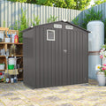 6x3.5 FT Outdoor Metal Storage Shed, Tool Shed with Peaked Roof and Lockable Door, Compact Garden Shed with Clear Window for Backyard Garden Patio Lawn, Gray