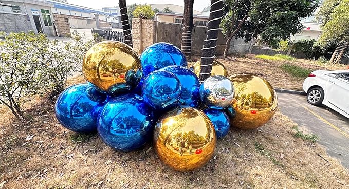 Big Shiny Balls Giant Inflatable Mirror Balls for Events & Decor - Party, Advertising, Shows, Stage Decoration - Hanging & Standing-Various Sizes & Colors - Blue (0.6m/1.97ft)
