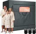Albott 3 Person Steam Sauna for Home, Portable Sauna Tent with 3L 1500W Steamer, Extra Large Size 6.6’ x 3.3’ x 5.8’ Full Body Home Spa, Remote Control, Folding Chair, Grey