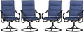 PHI VILLA Patio Swivel Dining Chairs Set of 4, All Weather Outdoor Chair with Padded Textilene & Black Metal Frame for Outdoor Lawn Garden Poolside (Blue)