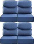 Luxury 24x24x6 Inch Smile Patio Dining Chair Cushions Set of 4 - Heavy Duty Water Slashproof Outdoor Seat Cushion for Outside Furniture Swivel Chairs Loveseat L-Shape Sofa - Navy Blue