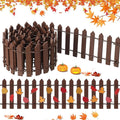 Thyle Thanksgiving DIY Mini Fairy Garden Fence Fall Wood Picket Crafts with 35 Inches Wood Picket Fence 100 Wooden Leaves and Glue for Autumn Centerpieces Thanksgiving Activity(Brown)
