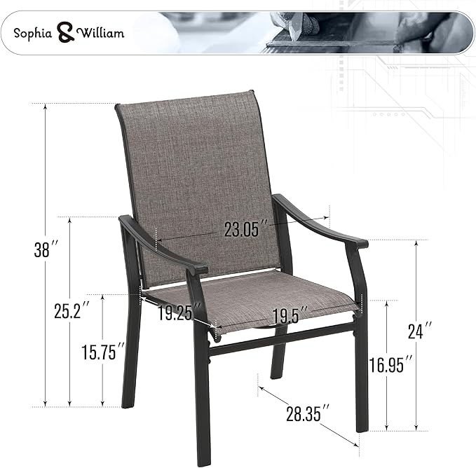 Sophia & William Outdoor Chairs Set of 8, Patio Chairs with Breathable Textilene Fabric and Heavy-Duty Iron Frame, Perfect for Lawn Garden Backyard Deck 350 lbs Capacity