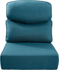 Luxury 22x24/22x25 6-Inch Smile Outdoor Cushions - 1 Set Deep Seat Water-Resistant Patio Furniture Replacement Cushion for Wicker Wood Metal Chair Glider Rocker Loveseat Sofa - Peacock Blue