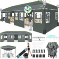 COBIZI 10x30 Pop Up Canopy Tent with Sidewalls One Push Outdoor Wedding Event Tent UPF 50+ Waterproof Gazebo with Air Vent, Tents for Party, Wheeled Bag, Sandbag, Stake, Rope, Grey