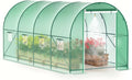 GOJOOASIS Greenhouse with Water System Outdoor Green House for Outside Winter Heavy Duty Large Walk-in Tunnel Portable Greenhouses for Backyard Plants Shed (15'x7'x7' w/ Irrigation System)