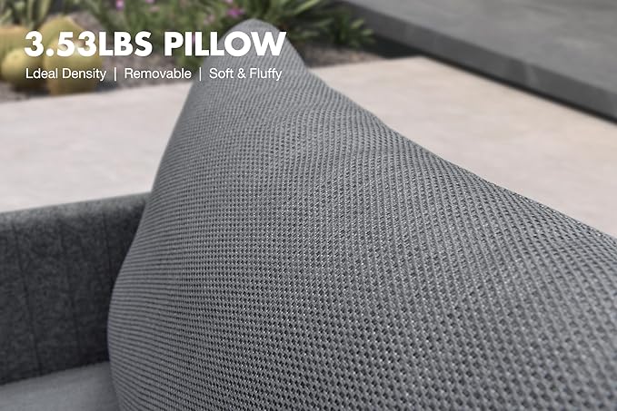 PURPLE LEAF 5 Pieces Patio Conversation Sets with Coffee Table All Weather Outdoor Couch Sectional Set with Thick Cushion Patio Conversation Set for Garden Poolside Backyard Gray