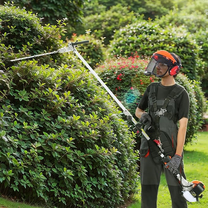 VEVOR 5-in-1 26cc 2 Cycle Gas Powered Dual Sided Hedge Trimmer, Weed Eater, String Trimmer, Edger, Pole Saw Chainsaw Pruner with EPA, CE and EMC Certification
