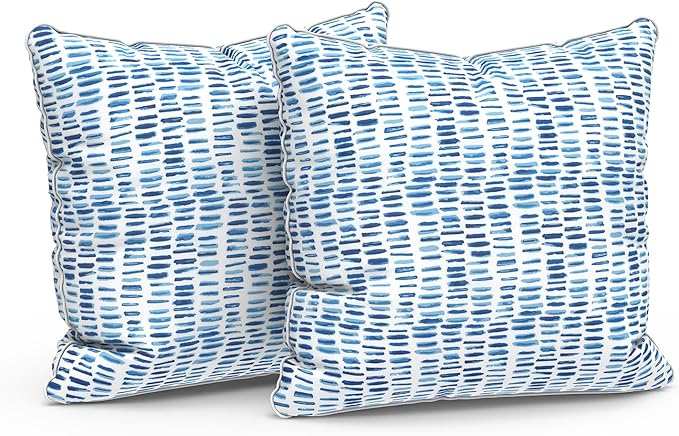 LVTXIII Set of 2 Patio Throw Pillows Waterproof 18"x18" Fade Resistant Outdoor Throw Pillows with Inserts, Fluffy Decorative Garden Toss Pillow Cushions for Home Patio Coach Sofa Use, Pebble Blue