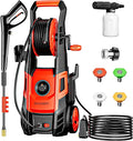 Pressure Washer, Max 2.4 GPM with Foam Cannon & 4 Nozzle Tips, Power Washer for Cars, Fences, Driveways, Home, Patios - Powerful Power Washers Electric Powered