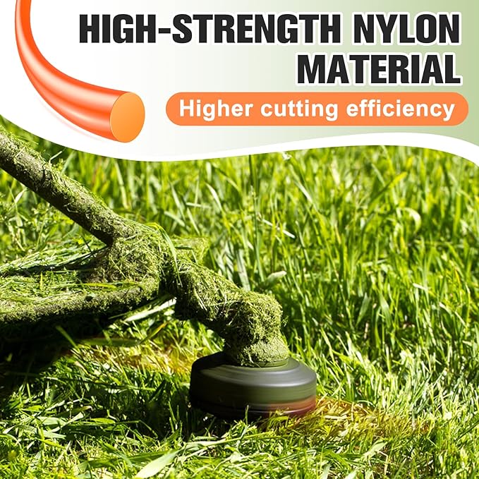 String Trimmer Line .095", 295 Feet Weed Eater String, Round Trimmer Line for Universal Replacement, Orange Premium Nylon String Trimmer Line for Medium& Heavy Grass&Weeds