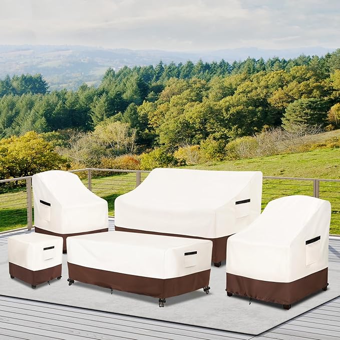 Adirondack Chair Cover 2 Pack,Waterproof Heavy Duty Patio Furniture Covers,Patio Adirondack Chair Covers for Outdoor Chairs(30 W x 34 D x 36 H inches) Beige & Brown