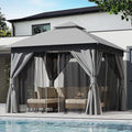 LAUSAINT HOME Outdoor Patio Gazebo 10'x10' with Expansion Bolts, Heavy Duty Gazebos Shelter Party Tent with Double Roofs, Mosquito Nettings and Privacy Screens for Backyard, Garden, Lawn, Smoke Grey