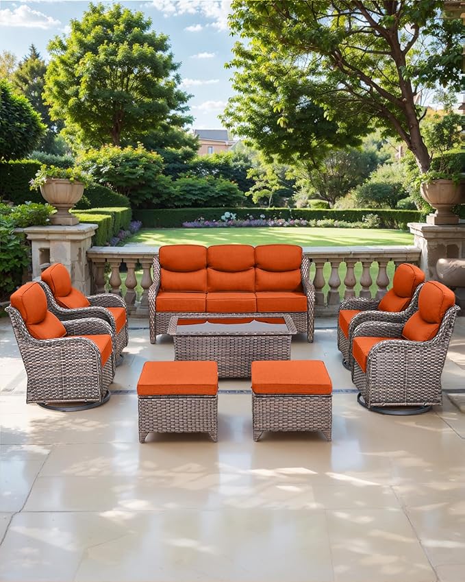 Luxury 24x24x6 Inch Smile Patio Dining Chair Cushions Set of 4 - Heavy Duty Water Slashproof Outdoor Seat Cushion for Outside Furniture Swivel Chairs Loveseat L-Shape Sofa - Orange