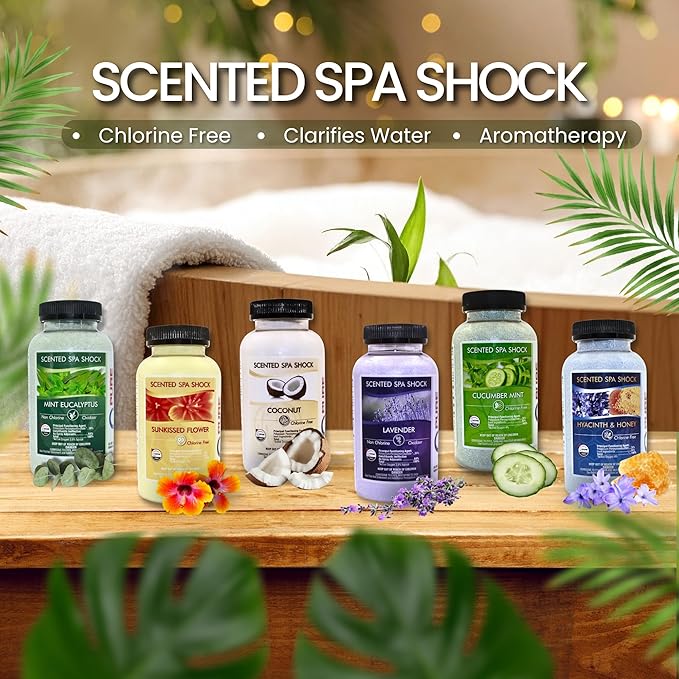 Coconut Aromatherapy Spa Shock for Hot Tubs & Spas | Non-Chlorine Oxidizing Hot Tub Shock Treatment | Compatible with Bromine Tablets & Chlorine | Neutralizes Odors & Clarifies Water (2 lbs)