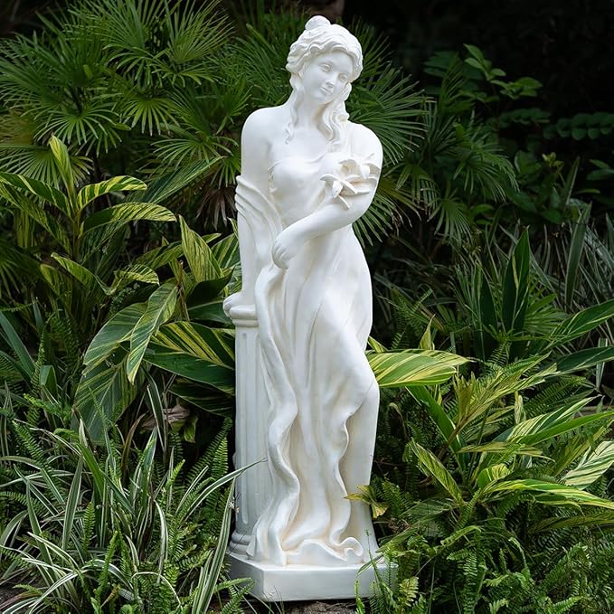 Outdoor Large Nymph Statue, 51Inch Garden Sculpture Decor, Roman Pillar Goddess of Greek Mythology Roman Style for Patio Yard Lawn Porch