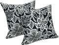 LVTXIII Outdoor Throw Pillow Covers 20 x 20 Inch, Covers ONLY Modern Cute Pattern Decorative Square Toss Pillow Case Pack of 2 for Home Patio Garden Sofa Bed Furniture, Flower Black