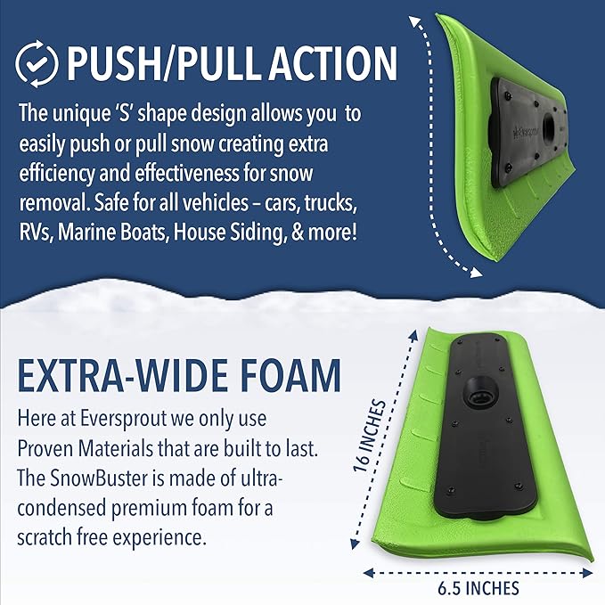 EVERSPROUT Never-Scratch SnowBuster 1.5-to-3 Foot | Premium Snow Removal and Car Cleaner Kit | Extendable Ice Scraper, Snow Broom and 3-Stage Pole | Perfect for SUV/Truck/Car Windshield, Windows, Roof