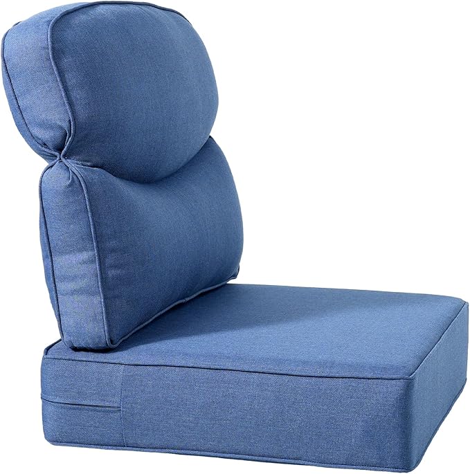 Luxury 24x24x6 Inch Smile Outdoor Seat Cushions Set of 2 - Superior Comfortable Water-Resistant Patio Chair Cushion for Porch Rattan Dining Swivel Chairs Loveseat Sectional Sofa - Navy Blue