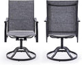Patio Swivel Chairs Set of 2, Outdoor Dining Chairs with Padded Textilene, Swivel & Rocker Metal Outdoor Patio Dining Chairs All-Weather for Backyard, Grey Fabric with Black Frame