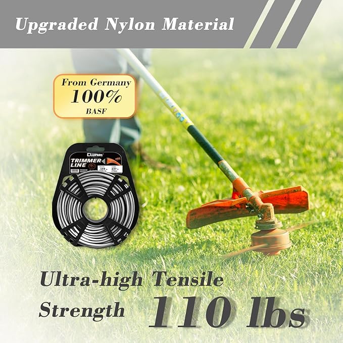 Cluparis 237-Feet Super Heavy Duty Trimmer Line .105-Inch-by-1-Pound Square Pro Trimmer Line Bulk 3-Component Tri-Extrusion Weed Eater String with Super Line Cutter