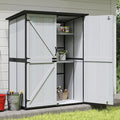 Outdoor Storage Shed with Floor, Waterproof Storage Cabinet with Metal Frame, Adjustable Shelves, Garden Shed for Backyard Garden Patio Lawn - White