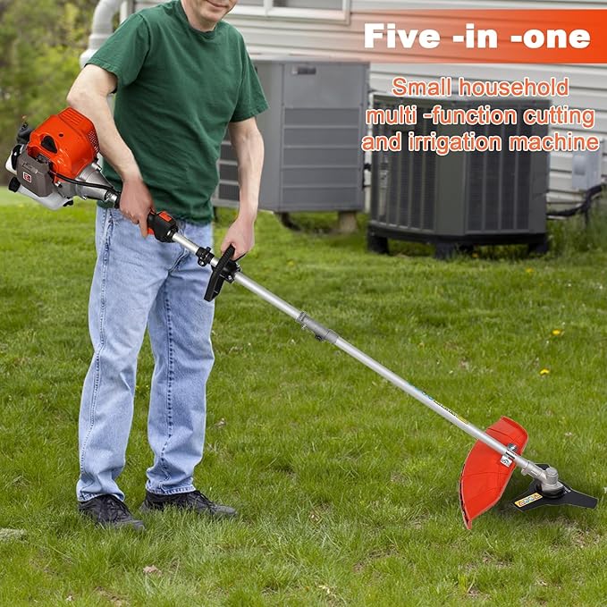 Weed Eater Gas Powered, 52CC Brush Cutter, 2-Stroke Handheld Cordless Chainsaw Hedge Pruner for Home, Yard, Garden Orange