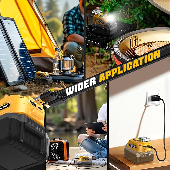 Battery Charger Compatible with DeWALT 20V Battery: Ecarke Power Satation with USB Wall Charging Adapter - Power Inverter 65W Portable Charger Adapter
