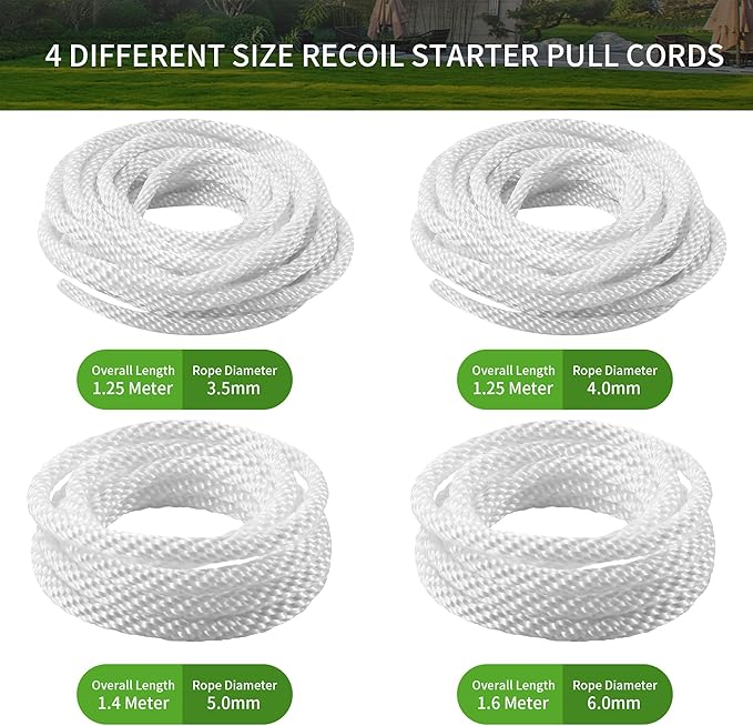 2-Pack Lawn Mower Pull Cord, 1.4m 13/64 Inch 5mm Recoil Starter Rope with Handles Fit for Honda Predator Champion Generac Small Engine Generator Trimmer Chain Saw Pressure Washer Snow Blower