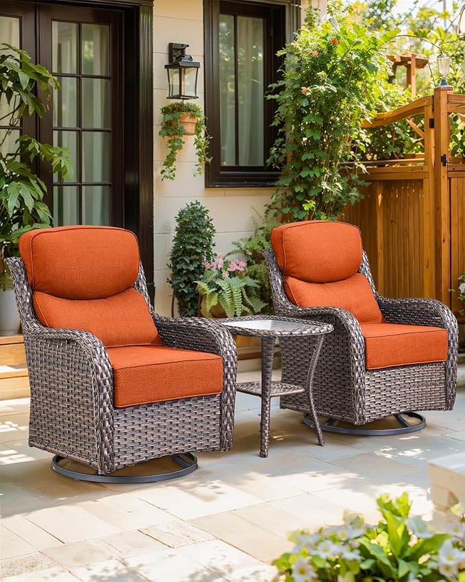 Luxury 24x24x6 Inch Smile Outdoor Seat Cushions Set of 2 - Superior Comfortable Water-Repellent Patio Chair Cushion for Porch Set Rattan Dining Swivel Chairs Loveseat Sectional Sofa - Orange