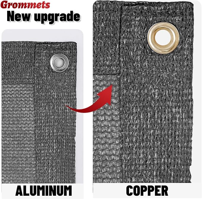 SUNNY GUARD Shade Cloth Custom Size 12x13 FT Sun Shade Screen Fabric Shade Cover Tarp with Grommets for Pergola Backyard Garden, Dark Grey(We Customized)