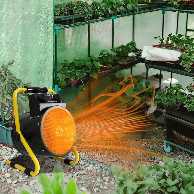Portable Greenhouse Heater, Overheat Protection, 1500W Radiant Electric Heater for Indoor and Outdoor Use, Garage, Grow Tent, RV, IPX4 Water Resistant, 2 Pieces, Black