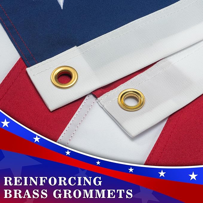 High Wind American Flag for Outdoor 15x25 Ft - Heavy Duty Allegiance US Flag with Embroidered Stars, Sewn Stripes & Brass Grommets All Weather Fade Resistant for Outside Use