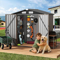 GVDV 6x4 FT Outdoor Metal Storage Shed with Floor, Durable Garden Shed with Updated Frame Structure for Backyard, Patio, Tool Storage, All-Weather Shelter for Bike, Gardening Tools, Equipment, Pet
