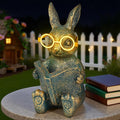 Solar Garden Decor, Adorable Rabbit Statue with Solar-Powered Glasses, Outdoor Bunny Figurine Lights for Patio, Yard & Balcony, for Kids, Mom & Grandma