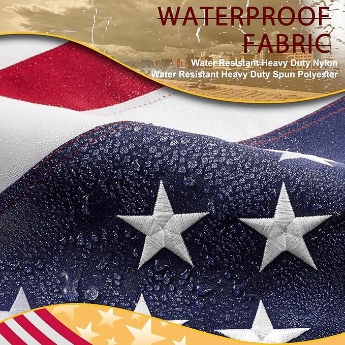 American Flag 4x6ft Ultra Durable for Outside, TearProof Spun Polyester, Embroidered Stars, Brass Grommets, Perfect for Outdoor US Flag, Show Your Patriotism with Long-Lasting Quality