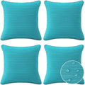 Decorative Outdoor Water Repellent Throw Pillows with Inserts, Set of 4, 16" x16" Pillows for Patio, Backyard, Bed, Couch, and Patio Furniture, Turquoise