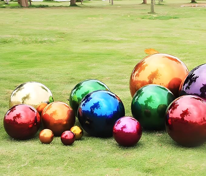Stainless Steel Gazing Globe Mirror Ball, Decorative Gazing Balls for Garden, Reflective Smooth Garden Ball Sphere for Outdoor Yard Decoration (Purple, Dia: 6 inch)