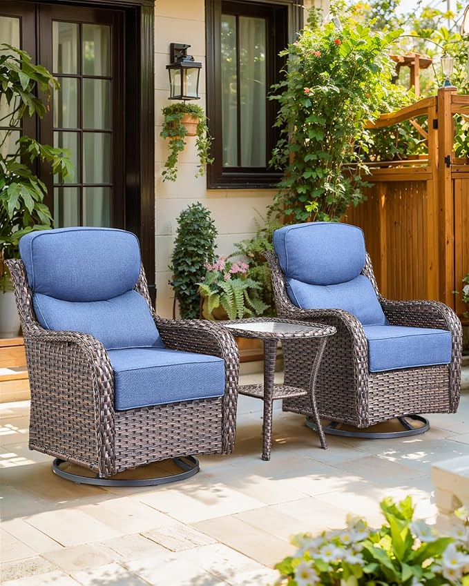 Luxury 24x24x6 Inch Smile Outdoor Cushions - 1 Set Deep Seat Water-Repellent Patio Furniture Replacement Cushion for Wicker Rattan Wood Metal Chair Glider Rocker Loveseat Sofa - Navy Blue
