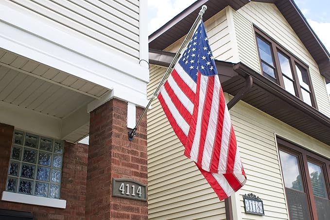 American Flag 4x6 FT Outdoor, Heavy Duty High Wind US Flag, Embroidered Stars, Sewn Stripes, Brass Grommets, Indestructible Tough Double Sided United States Flag Suitable for Outside Use