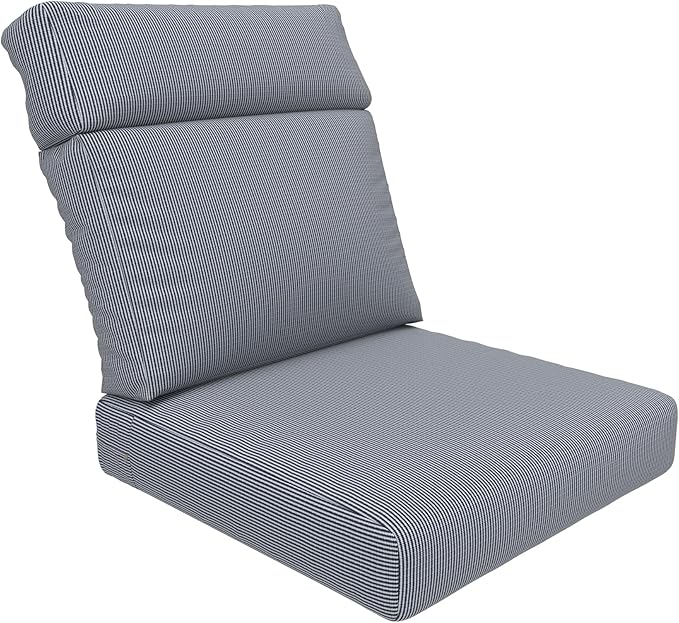 Covers & All Olefin Rectangle High Back Chair Cushion, 420 Denier Supportive Foam Seat and Poly Fill Back Outdoor High Back Chair Cushion, Water and Mold Resistant for Patio High Back Chair Cushions