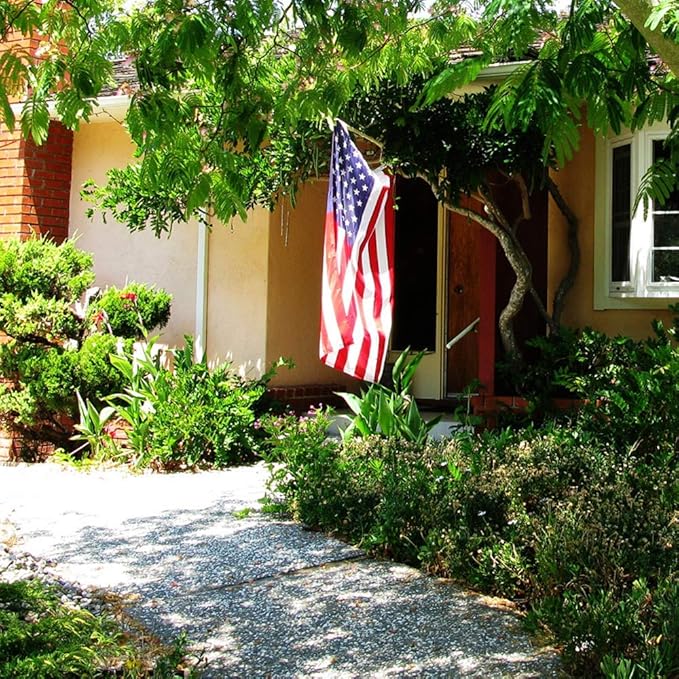 American Flag 4x6 FT Embroidered Stars, Sewn Stripes, Brass Grommets USA US Flag Polyester Long Lasting for Outdoor Use