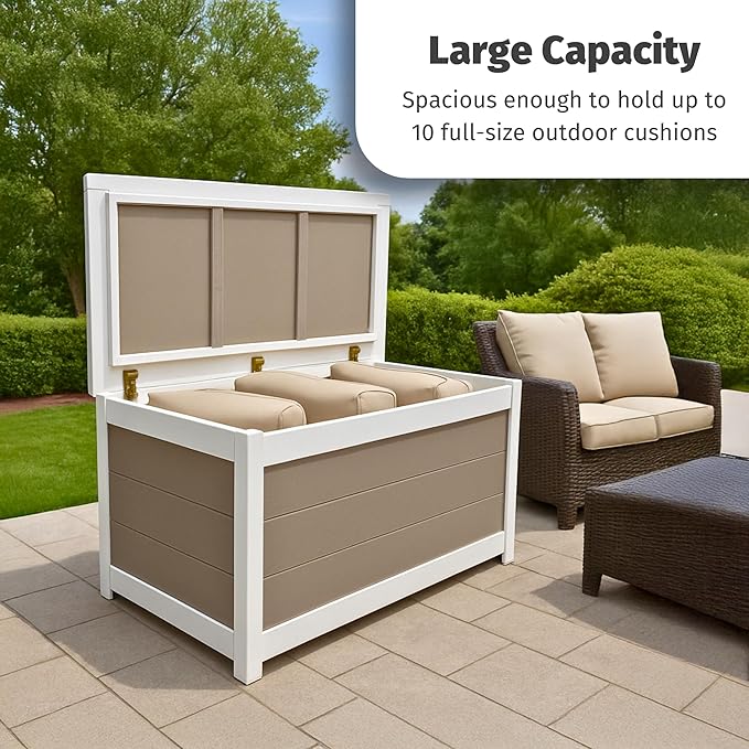 DutchCrafters Poly Waterproof Outdoor Deck Box 200-Gallon Large Deck Box Weatherproof Storage for Pool Decor, Porch Packages, Pool Towel Holder, Holds Up To 10 Cushions - Amish Made in USA (Cedar)