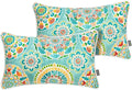 FUNHOME Set of 2 Outdoor Pillows for Patio Furniture, 12”x20” Water-Repellent Fade Resistant Outdoor Lumbar Pillow with Insert, Decorative Garden Pillows for Home Patio Coach Sofa Use-Cyan Circle