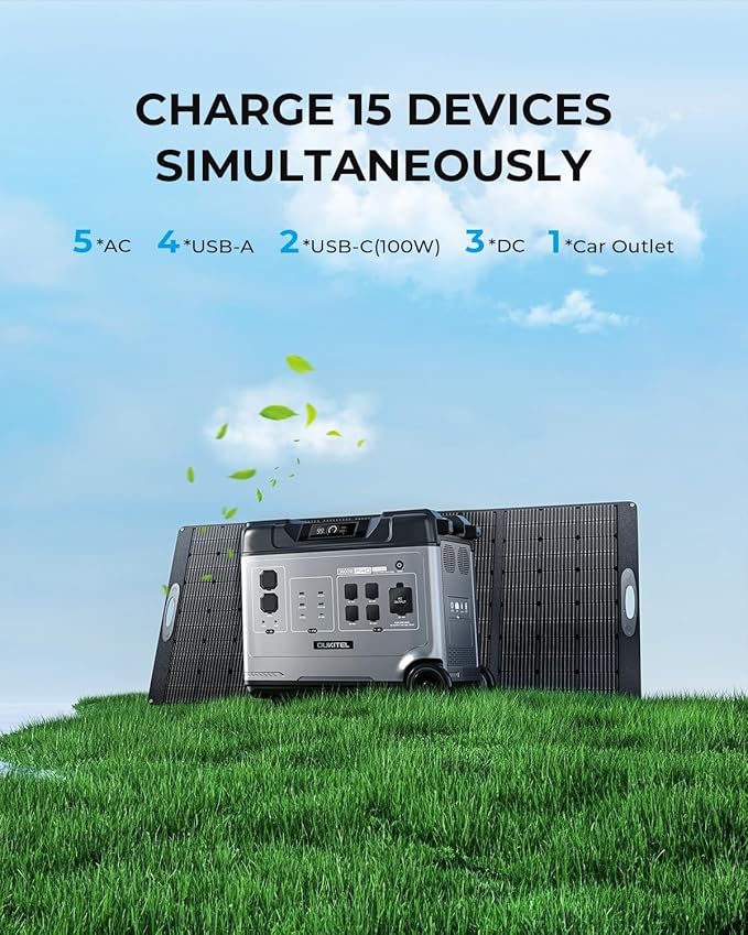 OUKITEL 5120Wh Power Station with 2x500W Solar Panels (2025 NEW), P5000 Pro Large Capacity Solar Generator, 5x3600W AC Output (6000W Peak), 1800W Fast Charging, 1000W MPPT Solar for Home Backup, RV