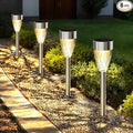 Solar Pathway Lights Outdoor, 8 Pack Stainless Steel Waterproof Solar Lights for Outside, Auto On/Off Warm White Garden Light for Yard, Lawn Driveway Landscape Backyard Walkway