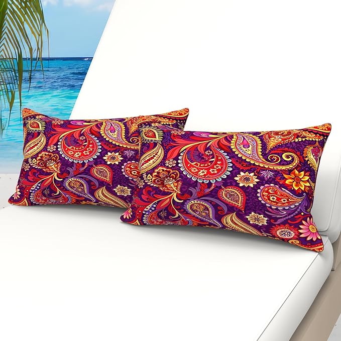 WOLKI Waterproof Outdoor Pillows 2x20 Feather and Down Filled Throw Pillow for Patio Furniture, Outside Decorative Pillow Set of 2