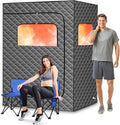 Upgraded 2 Person Portable Sauna, Portable Steam Sauna for Home, Personal Sauna Box Full Body with 1000W 2.6L Steam Generator, 99 Minute Timer, 2 Folding Chairs, Remote Control Included(Grey)